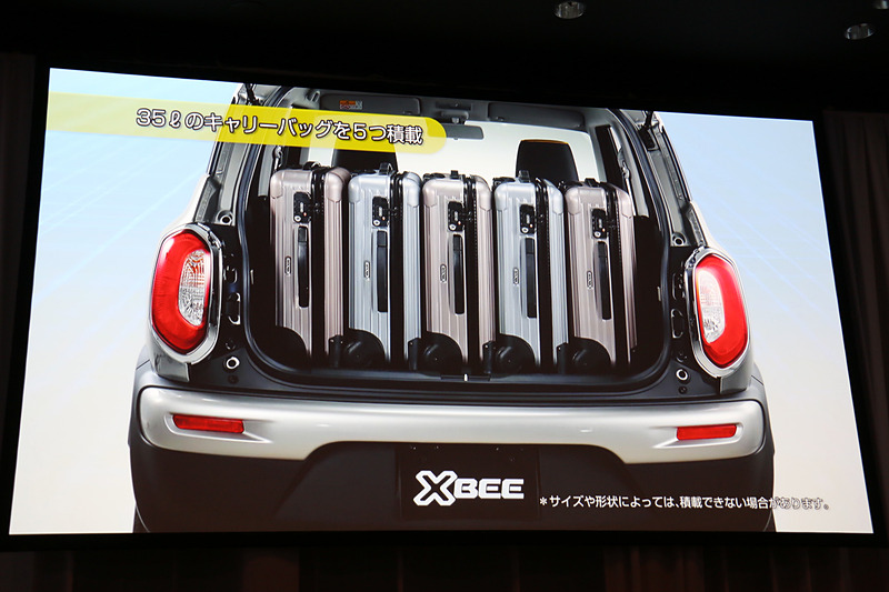 ゴルフバックを真横に倒して搭載したり、35Lのキャリーバッグ5つを並べて搭載できるラゲッジスペースを用意