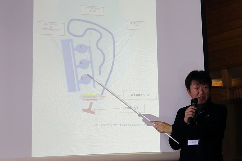 全体の流れはクルマのFMラジオを通じてアナウンスされるほか、各セクションごとにインストラクターが立ち、声掛けや同乗指導などを受けることができる