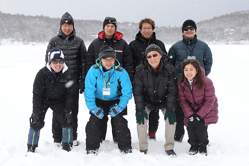 講師陣で記念写真。左上から片岡氏、番場氏、小西氏、福田氏。左下から森岡氏、松井氏、日下部氏、竹岡氏