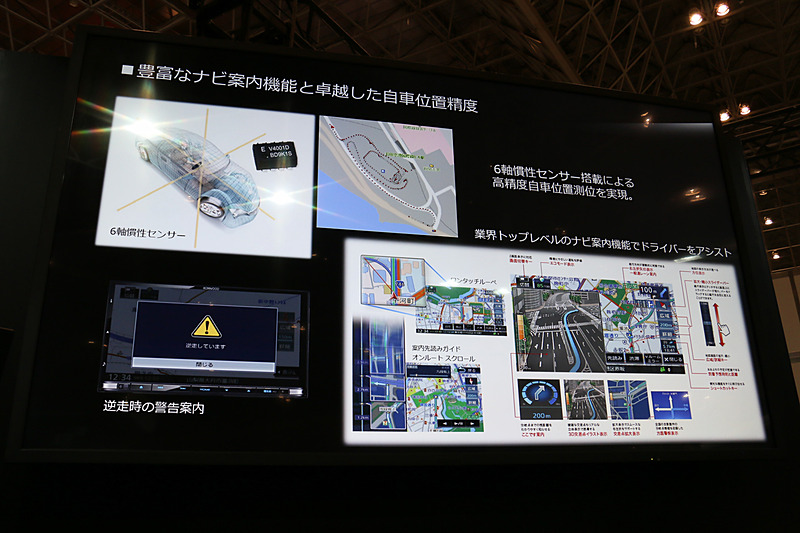 新開発の6軸慣性センサーにより、複雑な道路状況でも高い自車位置精度を発揮。さらに「逆走警告」なども実施する