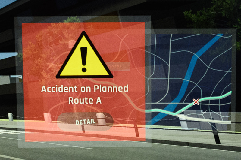 事故発生地点が分かるため、ルート変更が速やかに行なえる