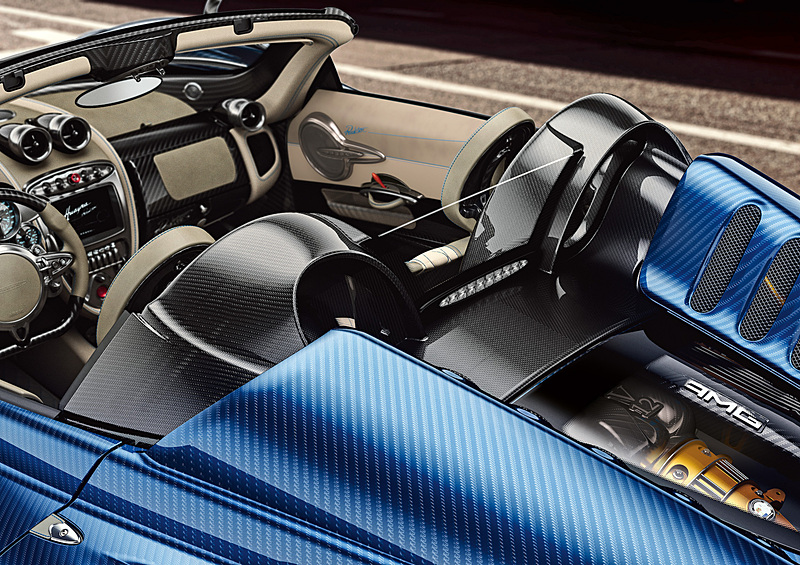 ウアイラ・ロードスターはメルセデスAMGがパガーニのために開発したというV型12気筒6.0リッターツインターボエンジン、7速AMTを搭載