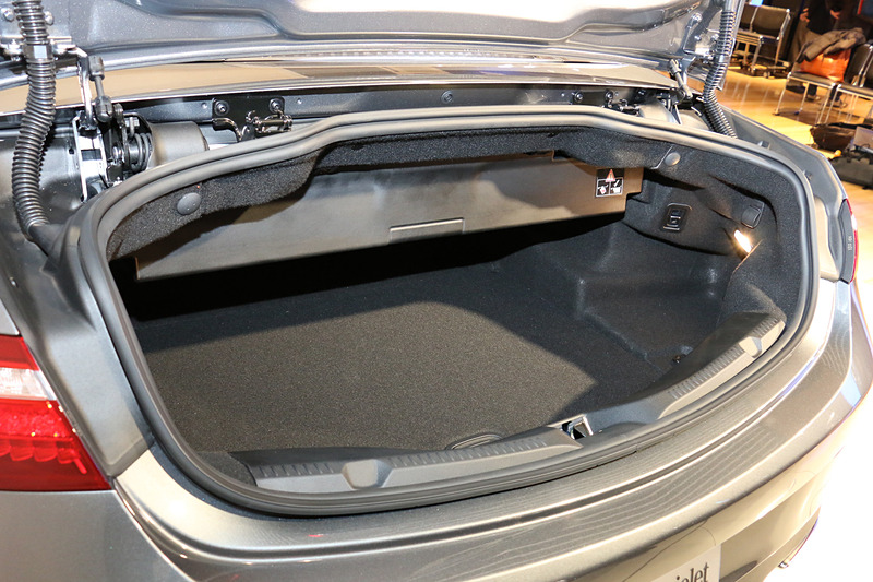 トランク内にソフトトップの収納スペースがあり、トランク容量はソフトトップの展開時は385L、格納時は310Lとなる
