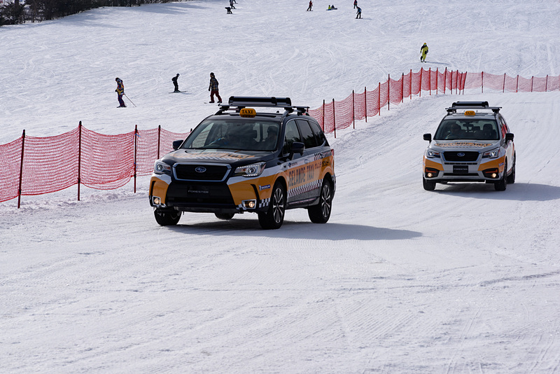 スバルのSUVがゲレンデを走り回る