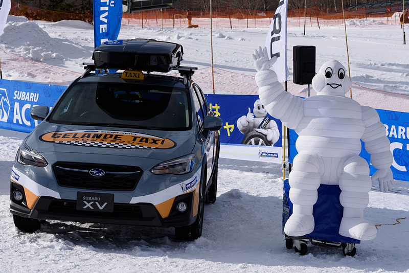 撮影エリアにあったゲレタクとミシュランマン。たすきがないためか、ミシュランマンの雰囲気が異なるかも