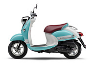 ヤマハ、シアンカラーやメッキパーツで“レトロイメージ”を強調した50cc