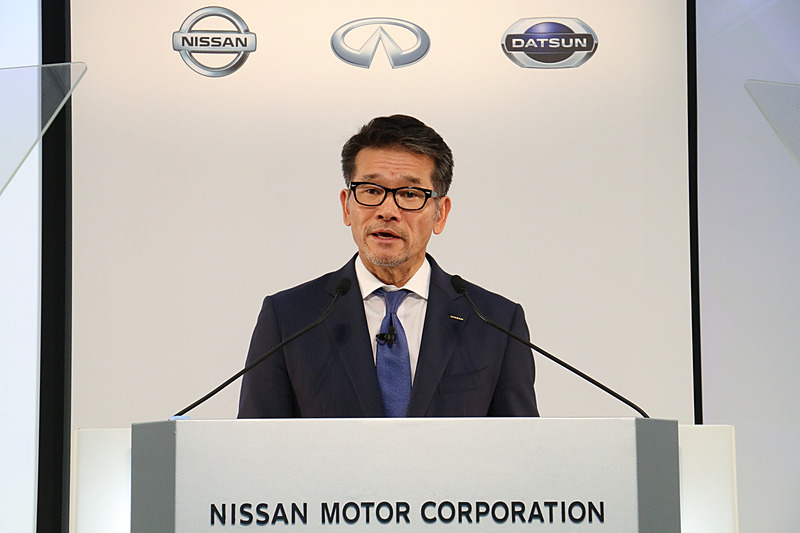 2月8日に行なわれた決算説明会で2017年度 第3四半期の累計9カ月（2017年4月～12月）の決算について紹介する日産自動車株式会社 常務執行役員 田川丈二氏