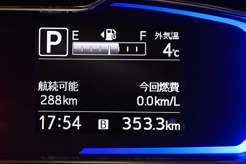 途中で3回の休憩を挟みつつ、三島塚原IC付近から約353kmを走破！　メーター上ではまだ半分以上のガソリン残量があり、給油できたのは10.98Lだった