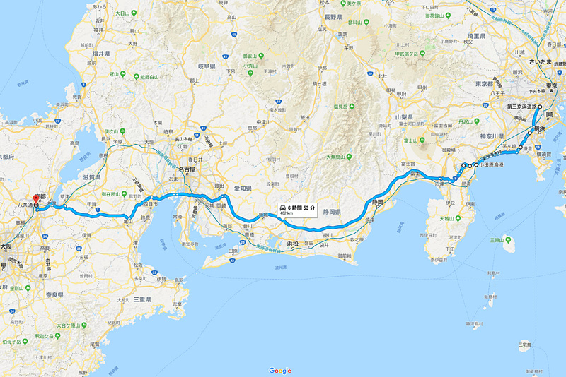 今回走ったルートはコチラ。距離は約462km