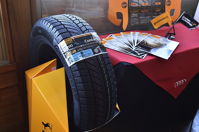 今回のトレーニング車両では、純正サイズが存在しない「Q7」以外の全車でコンチネンタルタイヤ製のウインタータイヤ「ContiVikingContact 6（コンチ バイキングコンタクト・シックス）」を装着していた
