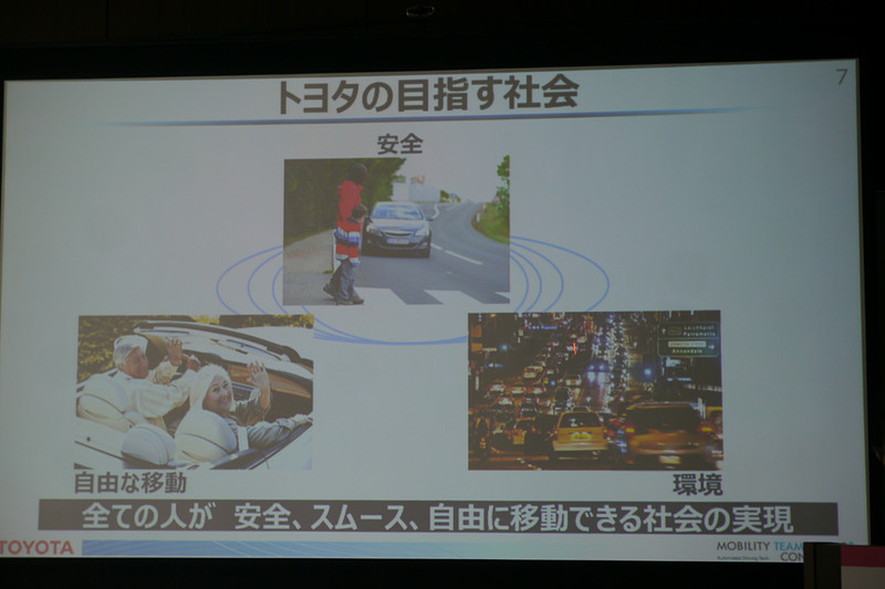 自動運転にはモビリティを大きく変える可能性があり、トヨタでは「Mobility Teammate Concept」の考え方で推進しているという