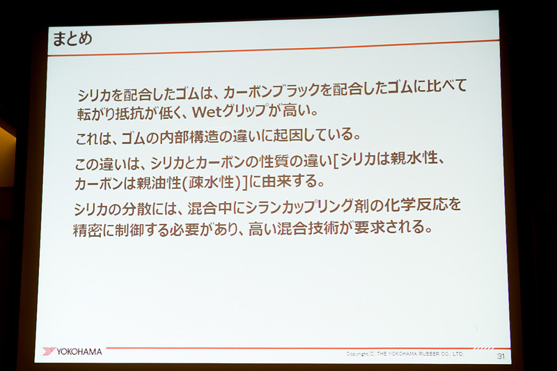 技術解説で紹介されたシリカとカーボンの関係性を説明