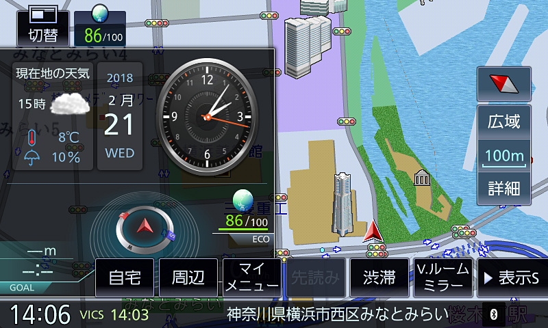 サブウィンドウにINFO画面を表示。「小」「中」の2サイズが選択できる