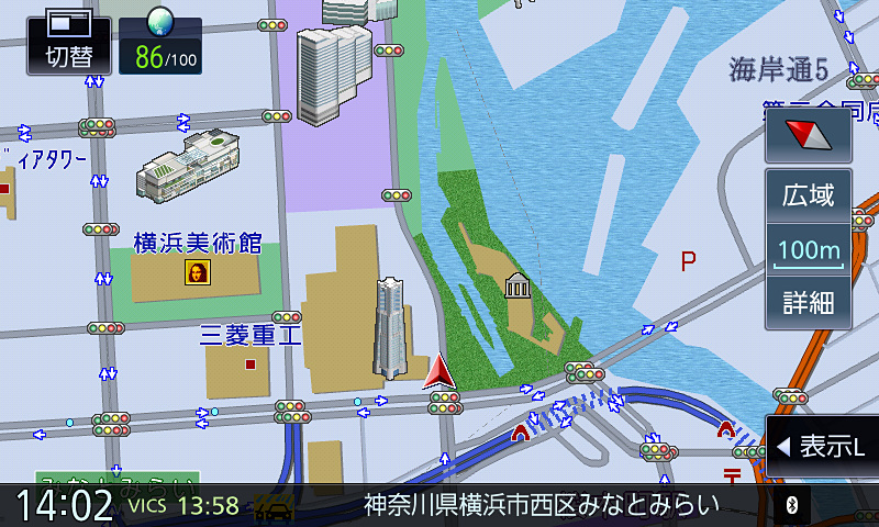 通常の100mスケール