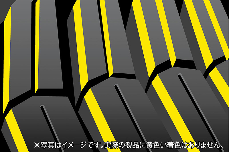 トレッドブロックにブレーキ性能を高める面取り加工を設定