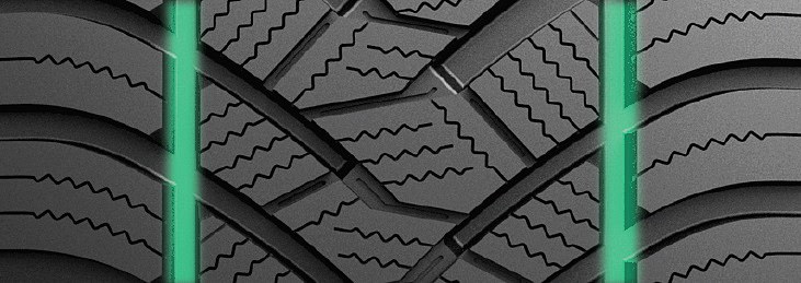 ワイドストレートグルーブは排水性と直進安定性を向上