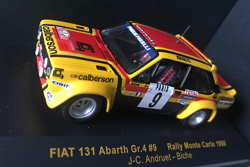 「131アバルト」のJ-C.アンドリュー車のミニチュア