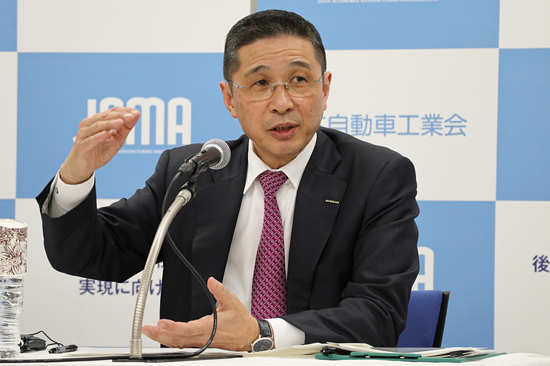 2016年5月から務めてきた自工会会長として最後の定例会見に臨んだ西川廣人氏