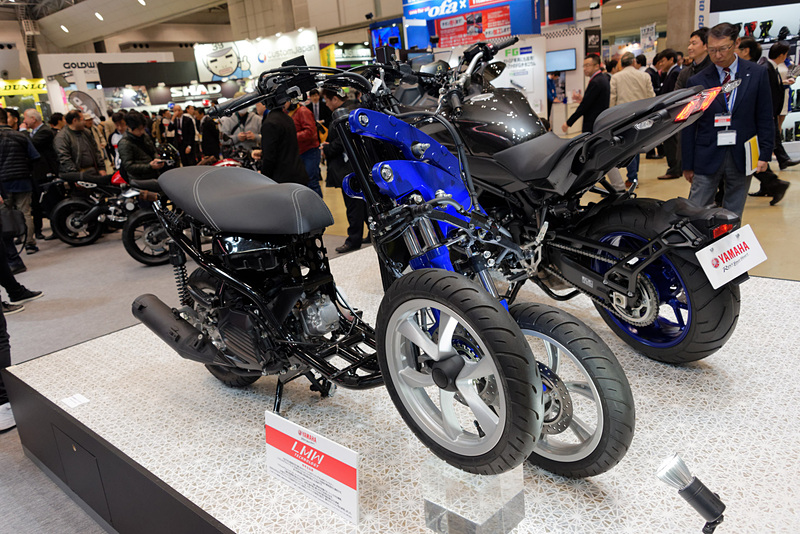 3輪バイクの構造が分かるフレームの展示