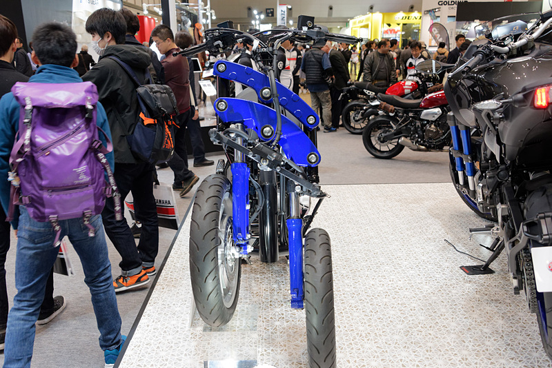 3輪バイクの構造が分かるフレームの展示