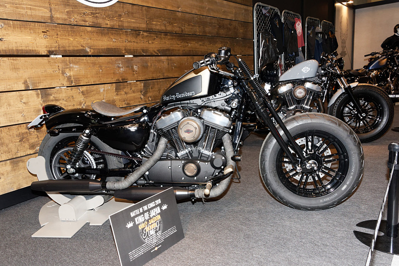 ハーレーのカスタムコンテスト「Battle Of The Kings 2018」で、日本国内で受賞した3台を展示