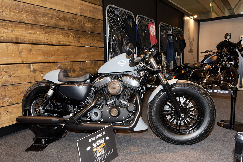 ハーレーのカスタムコンテスト「Battle Of The Kings 2018」で、日本国内で受賞した3台を展示