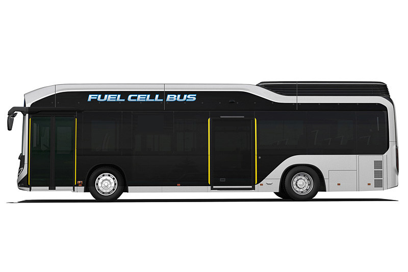 箱形の路線バスとは異なる立体的なデザインを採用