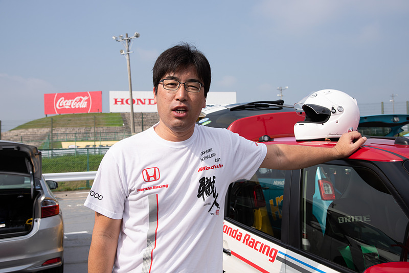 予選後の佐橋編集長。サスペンションの変更で乗りやすくなったという