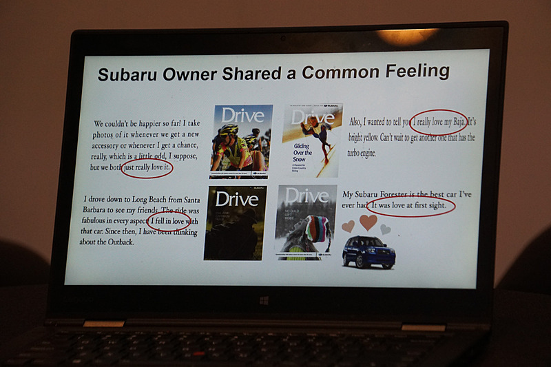 カー雑誌の投稿欄で、スバルオーナーが自分のクルマに対してLOVEという言葉を使っていることが多く見られたという