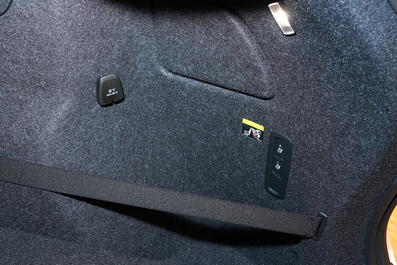 ラゲッジからシートを倒すためのボタンを備える