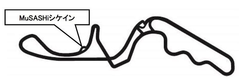 国際レーシングコース内の2輪レース専用シケイン「200Rシケイン」の名称が、4月12日から「MuSASHiシケイン」に