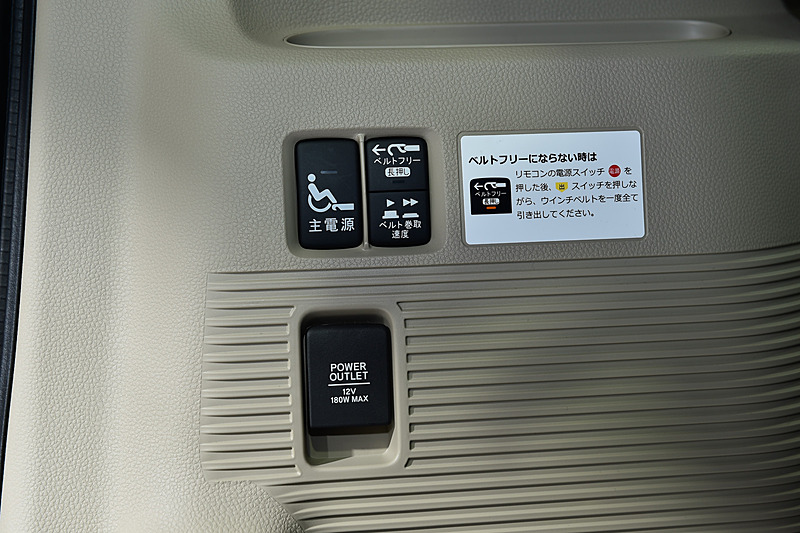 電動ウインチなどの操作パネルは、ラゲッジスペースの左側面にレイアウト