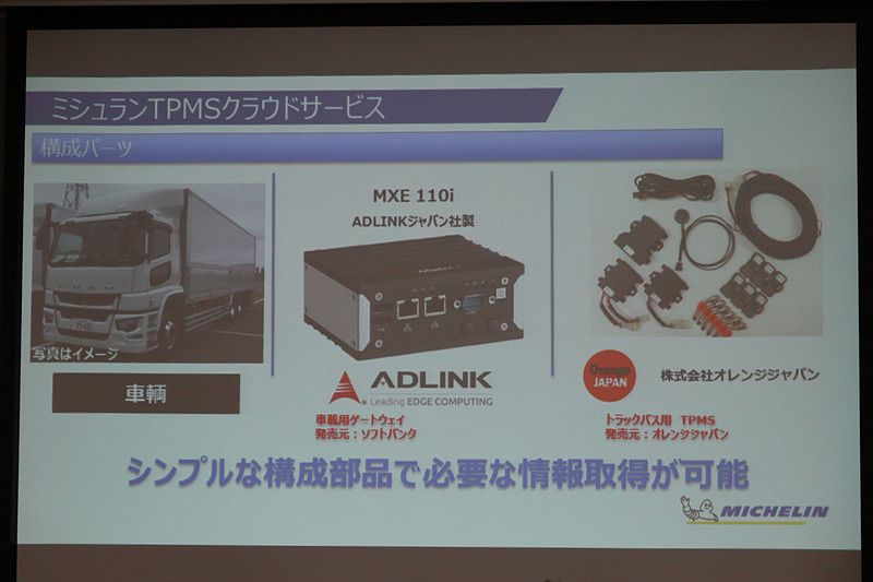 ミシュランTPMSクラウドサービスの構成パーツ