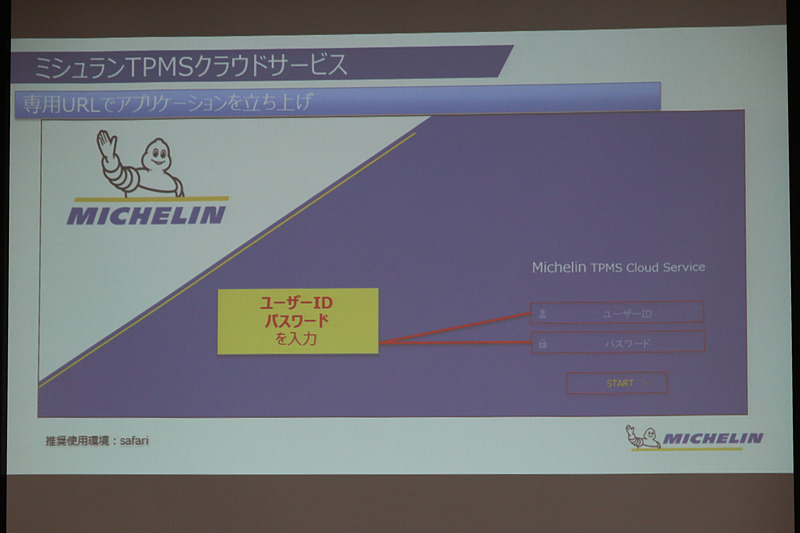 SafariなどのブラウザでユーザーIDとパスワードを入力し、専用Webサイトにアクセスする