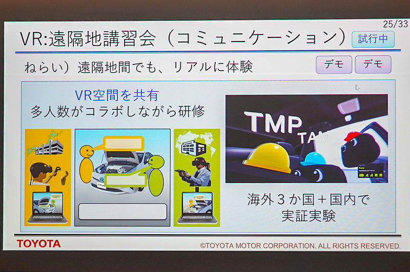 遠隔地の講習や、VRボットなどのトライも