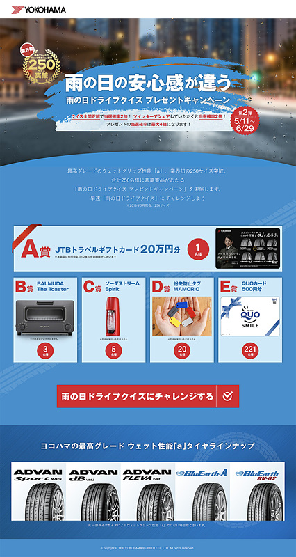 オープン懸賞「雨の日ドライブクイズ プレゼントキャンペーン」第2弾