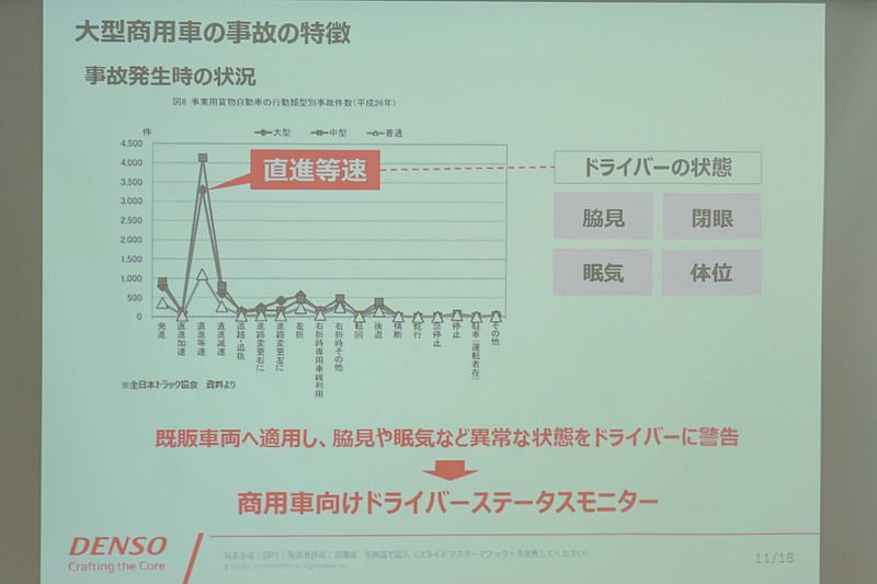 大型車の事故で多いのは直線等速時