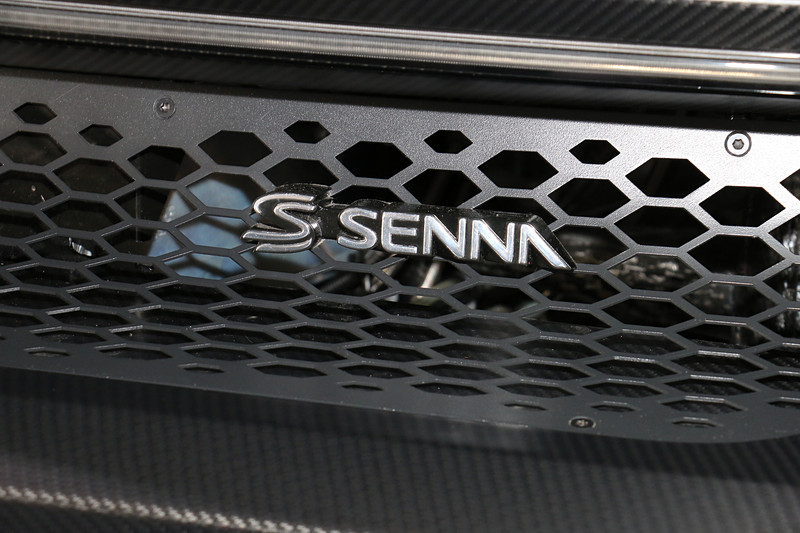 エアフローを重視して開口部の多いリアエンド。ハニカムメッシュのパネルに「SENNA」のロゴマークを設定