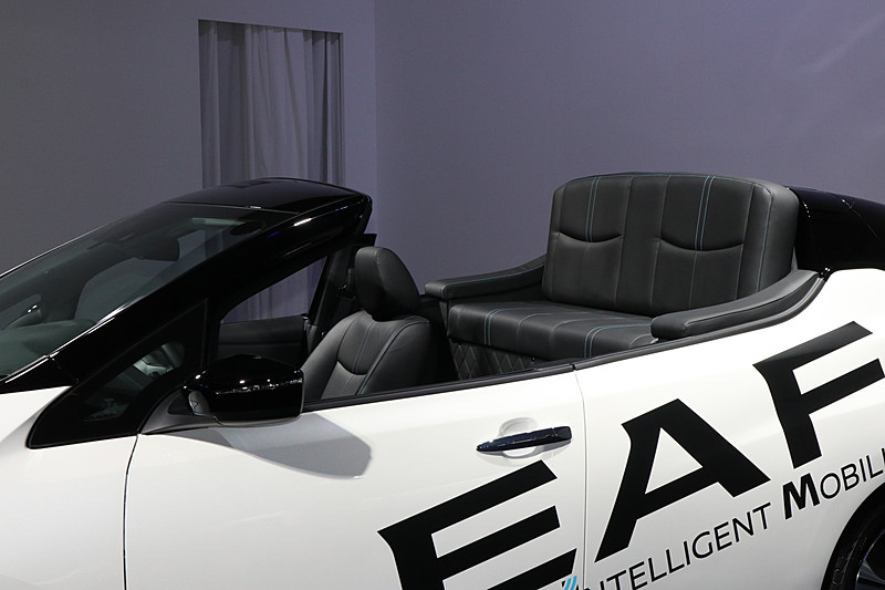 リアシートはパレードカーのように高い位置にレイアウトされ、シートベルトやヘッドレストなどは備えていない