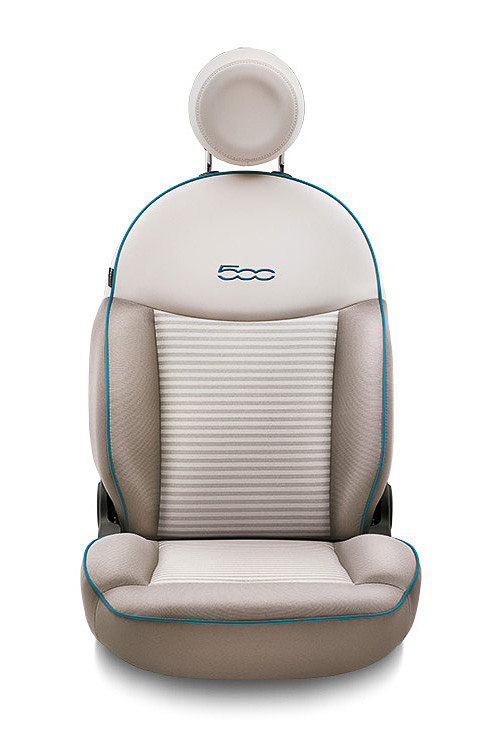 専用デザインのファブリックシートはパイピングがボディ同色となる