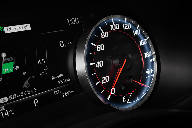 全車でオプティトロン2眼メーターを採用。RS系のグレードは「ドライブモード連動メーターリング照明」を備える