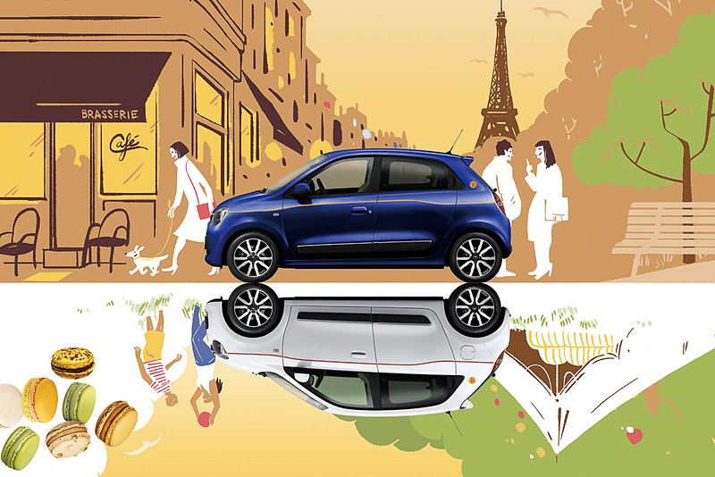 ピエール・エルメ・パリの誕生20周年を記念する限定車「トゥインゴ PH マカロン」（212万円）