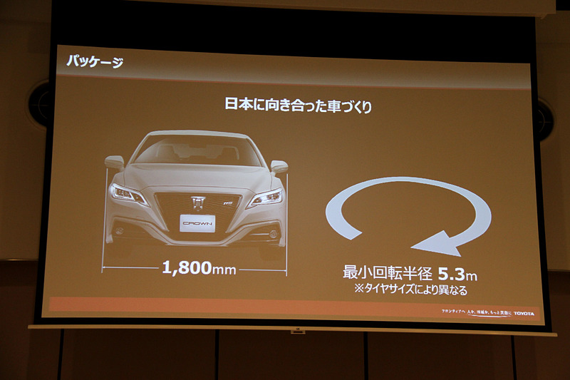 日本のユーザーのために全幅は1800mm、最小回転半径は5.3m（タイヤサイズにより異なる）とした