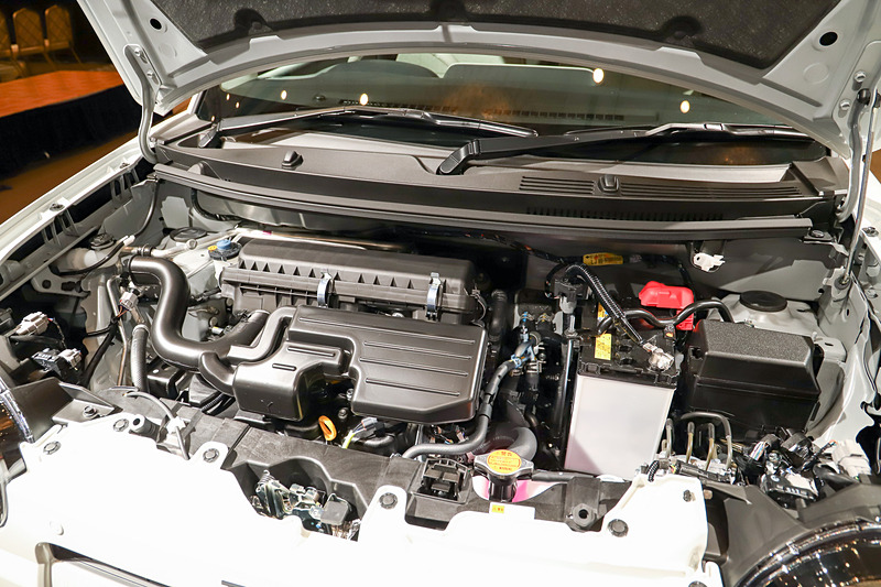 最高出力38kW（52PS）/6800rpm、最大トルク60N･m（6.1kgf･m）/5200rpmを発生する直列3気筒DOHC 0.66リッターエンジンを搭載。JC08モード燃費は2WDモデルで29.8km/L、4WDモデルで27.0km/L