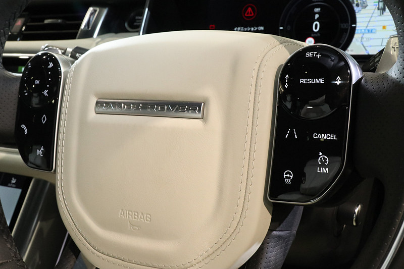 ステアリングのセンターパッド両サイドに、タッチ操作に対応するオーディオやACCの操作パネルを設定