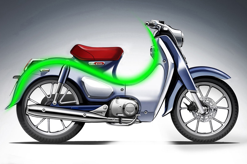 独自の「S字シルエット」が与えられたボディでは、125ccクラスのエンジンに対応する高剛性のフレームを採用