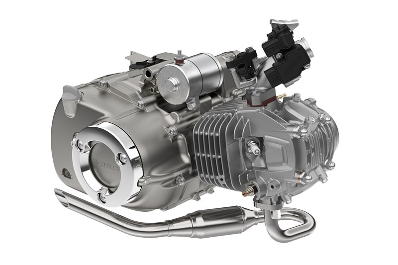最高出力7.1kW（9.7PS）/7500rpm、最大トルク10N･m（1.0kgf･m）/5000rpmを発生する単気筒OHCの「JA48E」型空冷エンジン