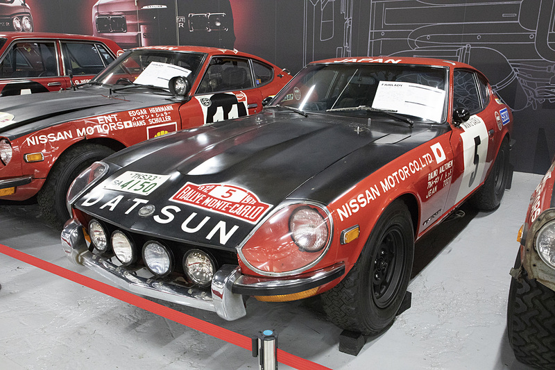1972年のモンテカルロラリーで3位に入賞したHLS30 240Z。補助灯とバンパーの配置は、ライト類が前に飛び出ることを嫌ったドライバーからのリクエストだったとのこと