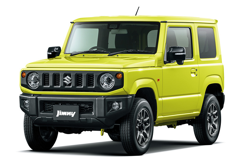 視認性が高い「キネティックイエロー」のジムニー