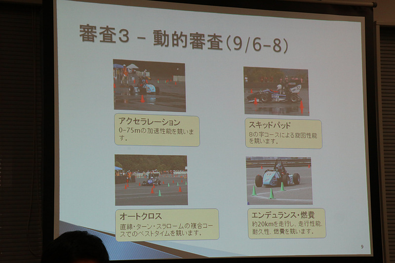 マシンの走行性能を競う「動的審査」